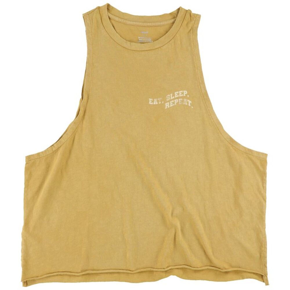aerie Womens Eat Sleep Repeat Pajama Sleep Tank Top, Yellow, S, DM
